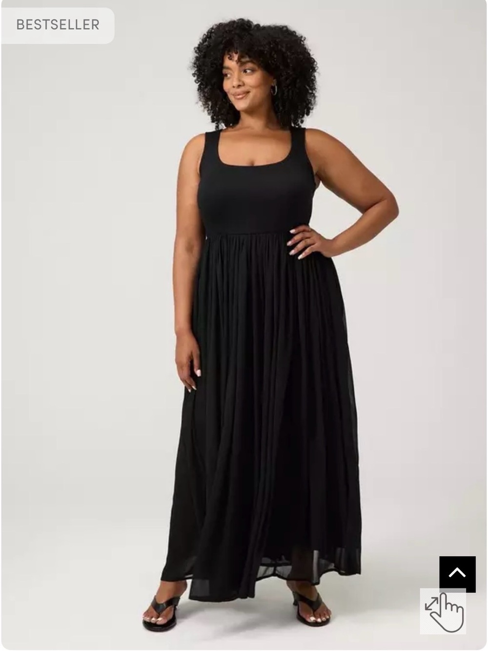 Women's Black Scoop Neck Maxi Dress